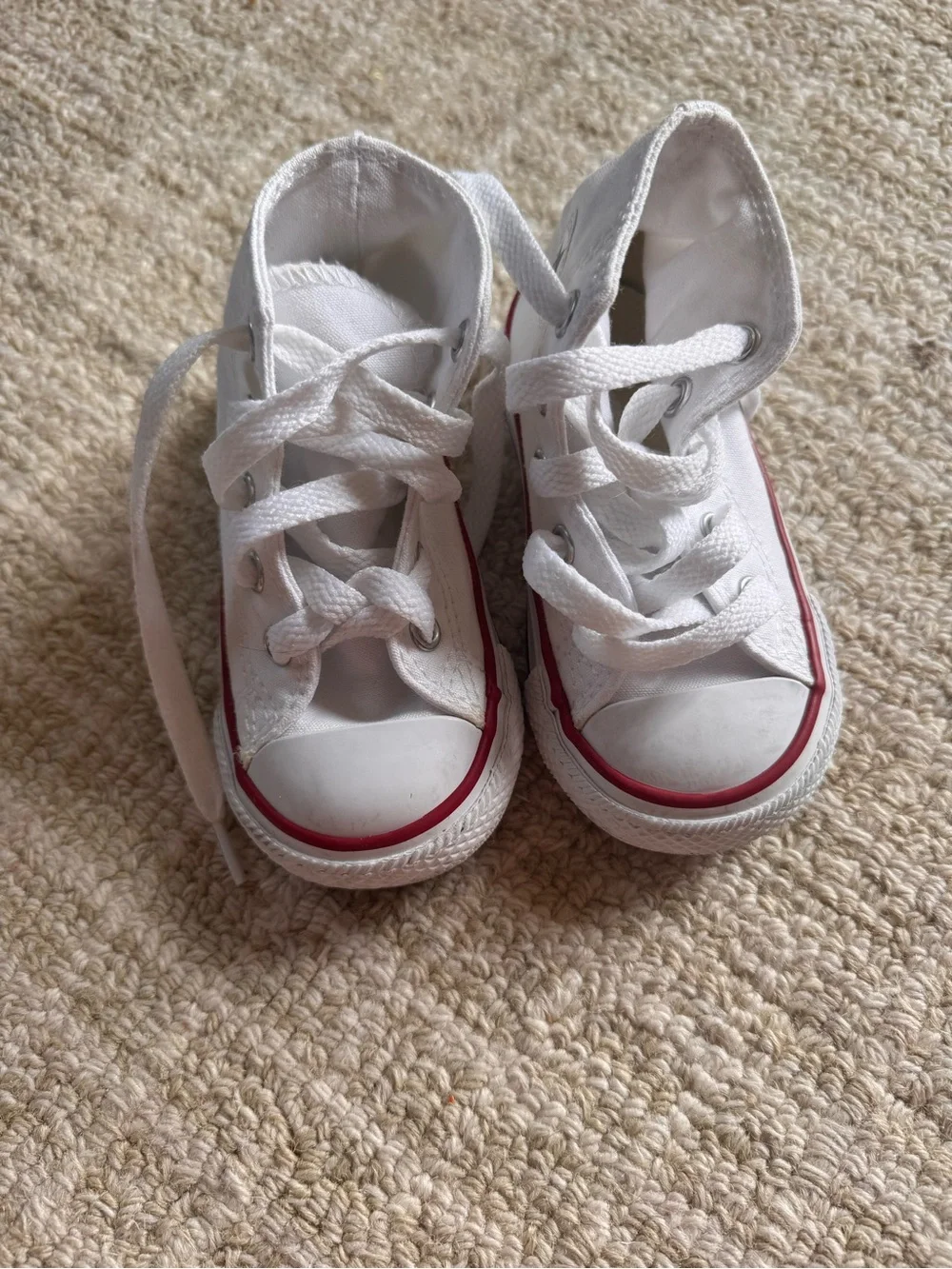 Converse Baby White High-Top Sneakers with Red & Blue Trim